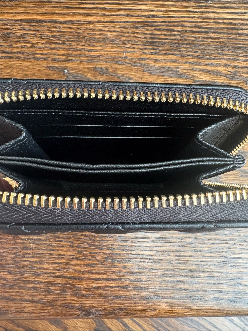 Designer Inspired New  Black Quilted Leather Zip Card Case Wallet - Picture 6 of 10